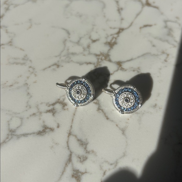 Judith Ripka blue and white sapphire Earrings - Picture 4 of 6